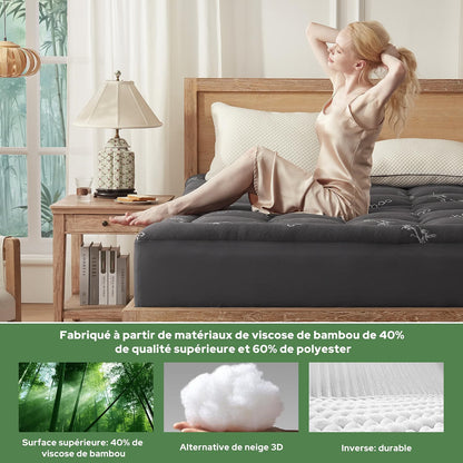Surmatelas Double en Bambou – Confort Fraîcheur 2 Places