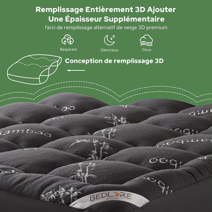 Surmatelas Double en Bambou – Confort Fraîcheur 2 Places